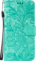 Samsung Galaxy S10 Lite Hoesje - Mobigear - Flowers Serie - Kunstlederen Bookcase - Turquoise - Hoesje Geschikt Voor Samsung Galaxy S10 Lite
