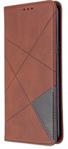 LG K61 Hoesje - Mobigear - Rhombus Slim Serie - Kunstlederen Bookcase - Bruin - Hoesje Geschikt Voor LG K61