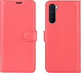 OnePlus Nord Hoesje - Mobigear - Classic Serie - Kunstlederen Bookcase - Rood - Hoesje Geschikt Voor OnePlus Nord