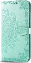 Motorola Moto E6s (2020) Hoesje - Mobigear - Mandala Serie - Kunstlederen Bookcase - Turquoise - Hoesje Geschikt Voor Motorola Moto E6s (2020)