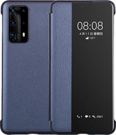 Huawei P40 Pro Hoesje - Mobigear - Smart View Serie - Hard Kunststof Bookcase - Blauw - Hoesje Geschikt Voor Huawei P40 Pro