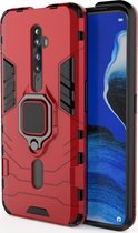 OPPO Reno 2Z Hoesje - Mobigear - Armor Ring Serie - Hard Kunststof Backcover - Rood - Hoesje Geschikt Voor OPPO Reno 2Z