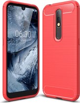 Nokia 4.2 Hoesje - Mobigear - Brushed Slim Serie - TPU Backcover - Rood - Hoesje Geschikt Voor Nokia 4.2