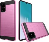 Samsung Galaxy S20 Plus Hoesje - Mobigear - Brushed Armor Serie - Hard Kunststof Backcover - Roze - Hoesje Geschikt Voor Samsung Galaxy S20 Plus