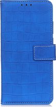 Samsung Galaxy A21 Hoesje - Mobigear - Croco Serie - Kunstlederen Bookcase - Blauw - Hoesje Geschikt Voor Samsung Galaxy A21