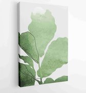 Botanical wall art vector set. Earth tone boho foliage line art drawing with abstract shape. 1 - Moderne schilderijen – Vertical – 1877887408 - 115*75 Vertical