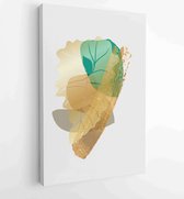 Botanical wall art vector set. Golden foliage line art drawing with abstract shape 3 - Moderne schilderijen – Vertical – 1899845977 - 80*60 Vertical