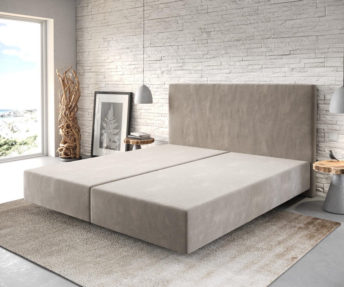 Boxspring frame Dream-Well Beige 180x200 cm Mikrofaser Beddengoed