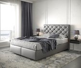 Boxspringbed Dream-Great kunstleder grijs 140x200 met matras en topper