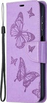 Samsung Galaxy A32 5G Hoesje - Mobigear - Butterfly Serie - Kunstlederen Bookcase - Paars - Hoesje Geschikt Voor Samsung Galaxy A32 5G