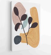 Botanical wall art vector background set. Foliage line art drawing with watercolor 2 - Moderne schilderijen – Vertical – 1904693029 - 40-30 Vertical
