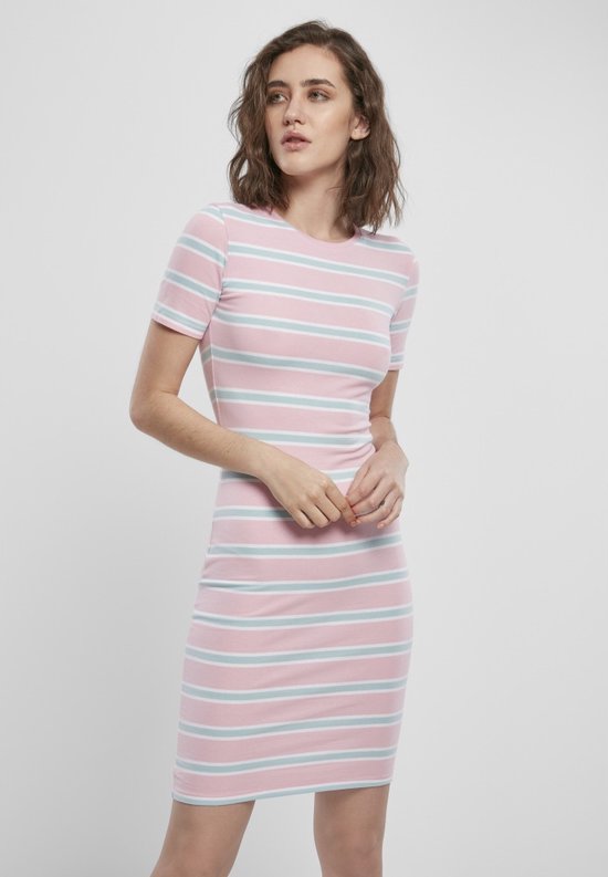 Urban Classics - Stretch Stripe Korte jurk - XL - Roze/Blauw
