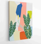 Botanical wall art vector set. Water color boho foliage line art drawing with abstract shape. 1 - Moderne schilderijen – Vertical – 1870913071 - 115*75 Vertical