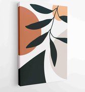 Botanical wall art vector set. Earth tone boho foliage line art drawing with abstract shape. 1 - Moderne schilderijen – Vertical – 1881805144 - 80*60 Vertical