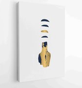 Abstract gold wall arts vector collection. Earth tones organic shape Art design for poster, print, cover, wallpaper, Minimal and natural wall art. 3 - Moderne schilderijen – Vertic