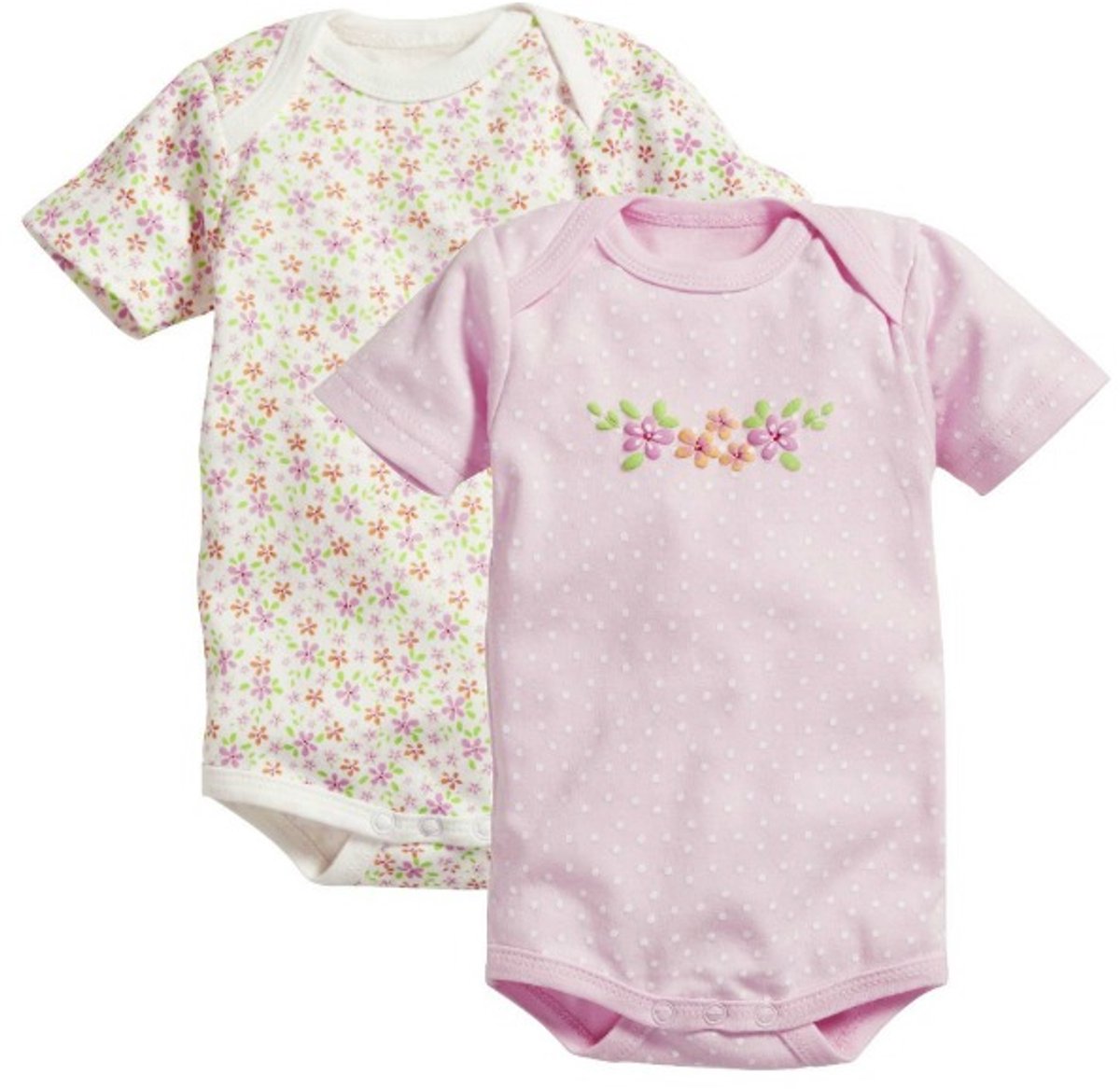 Playshoes Schnizler set 2 rompers korte mouw roze bloemen