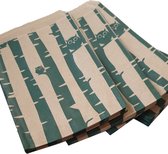 Papieren zakjes / cadeauzakjes 13,5x18 cm bruin met groene uiltjes 100 stuks