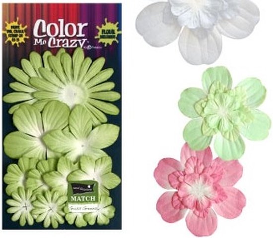 Petaloo Bloemen mantis green, Papieren Bloemen, scrapbooking