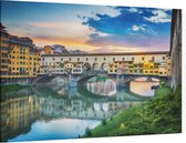 Avondgloed over de Ponte Vecchio in Florence - Foto op Canvas - 90 x 60 cm