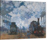 Station Saint-Lazare in Parijs, aankomst van een trein, Claude Monet - Foto op Canvas - 100 x 75 cm