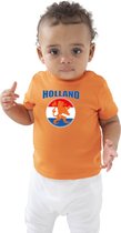 Oranje fan t-shirt voor baby / peuters - Holland met oranje leeuw - Nederland supporter - Koningsdag / EK / WK shirt / outfit 66/76 (6-12 maanden)