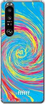 6F hoesje - geschikt voor Sony Xperia 1 III -  Transparant TPU Case - Swirl Tie Dye #ffffff