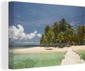Canvas Schilderij Uitkijkend naar de archipel San Blas-eilanden voor de kust van Panama - 60x40 cm - Wanddecoratie