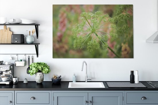 Tableau sur toile Les belles fleurs vertes de l'angélique plant dans la nature - 140x90 cm - Décoration murale