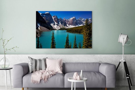 Canvas schilderij 140x90 cm - Wanddecoratie Vallei in het Nationaal park Banff in Noord-Amerika - Muurdecoratie woonkamer - Slaapkamer decoratie - Kamer accessoires - Schilderijen