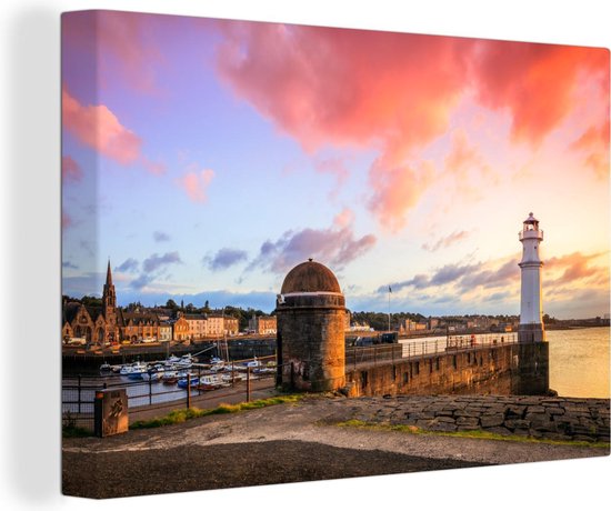 Schilderij - Wilde zee en zonsondergang (print op canvas), multi-gekle - QM Art BV