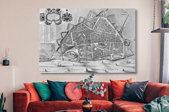 Peintures sur toile - Plan de la ville - Nijmegen - Antique - 150x100 cm - Décoration murale