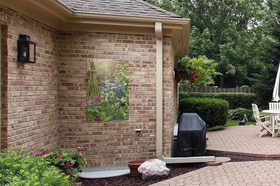 Jardin avec ancolie bleue 60x90 cm