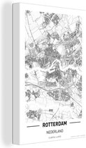 Tableau sur Toile City Map Rotterdam - 40x60 cm - Décoration murale - Carte