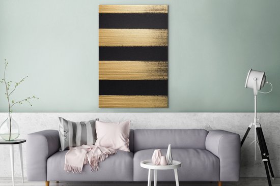 Quatre coups de pinceau dorés 120x180 cm - Tirage photo sur toile (Décoration murale salon / chambre) XXL / Groot format!