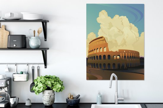 Illustration du Colisée de Rome 60x80 cm - Tirage photo sur toile (Décoration murale salon / chambre)