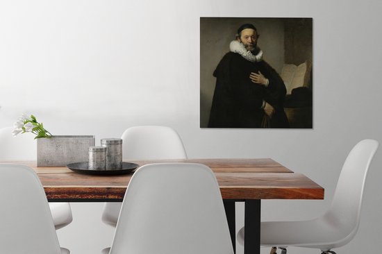 Peinture sur toile Portrait de Johannes Uyttenbogaert - Peinture de Rembrandt van Rijn - 50x50 cm - Décoration murale