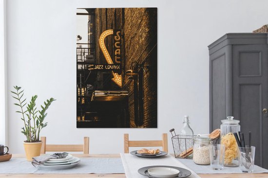 Toile Peinture Doré - Assiette - Ville - 80x120 cm - Décoration murale