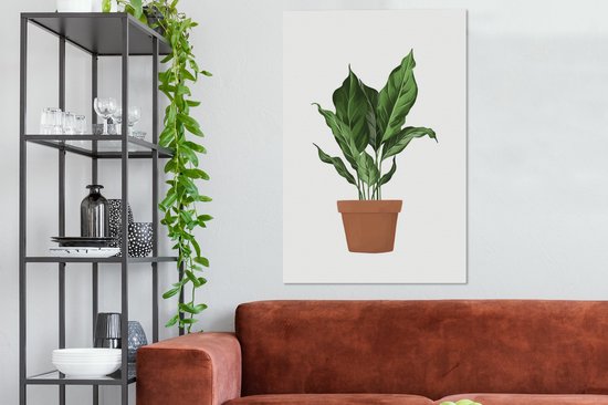 Illustration d'une plant aux feuilles luxuriantes sur fond blanc 90x140 cm - Tirage photo sur toile (Décoration murale salon / chambre)