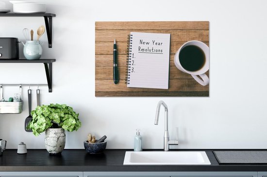 Carnet avec les résolutions du New An 90x60 cm - Tirage photo sur toile (Décoration murale salon / chambre)