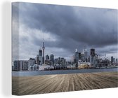 Canvas Schilderij Houten vlonder voor Toronto in Canada - 90x60 cm - Wanddecoratie