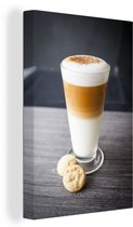 Toile de Glas latte macchiato et biscuits 80x120 cm - Tirage photo sur toile (Décoration murale salon / chambre)