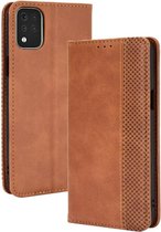 Voor LG K42 Magnetische Gesp Retro Crazy Horse Textuur Horizontale Flip Leren Case, met Houder & Kaartsleuven & Fotolijst (Bruin)