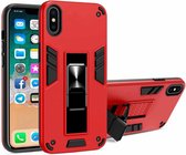 2-in-1 pc + TPU schokbestendige beschermhoes met onzichtbare houder voor iPhone XS Max (rood)