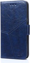 Voor Nokia 8.1 Plus / X71 Geometrische stiksels Horizontale flip TPU + PU lederen tas met houder & kaartsleuven en portemonnee (blauw)