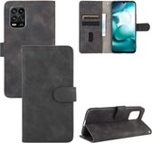 Voor Xiaomi Mi 10 Lite Effen Kleur Huidgevoel Magnetische Gesp Horizontale Flip Kalfsstructuur PU Lederen Case met Houder & Kaartsleuven & Portemonnee (Zwart)