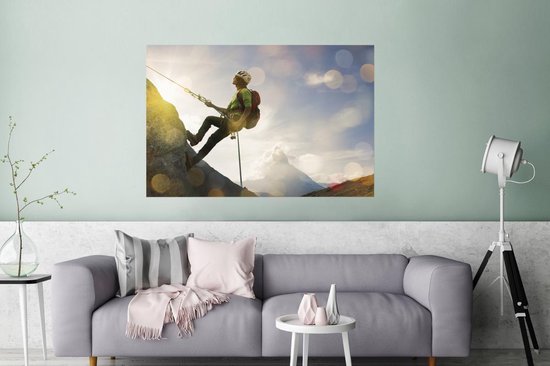 Affiche murale Mountaineer grimpe la montagne escarpée 120x80 cm - Tirage photo sur Poster (décoration murale salon / chambre)