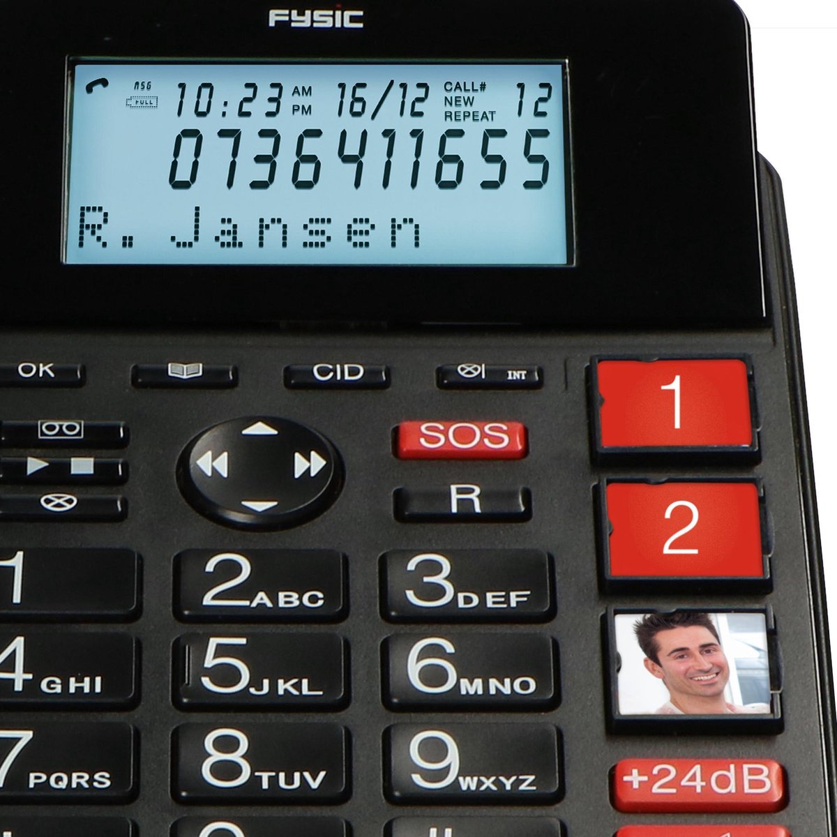 Fysic FX3960 - Téléphone fixe avec répondeur et bouton panique SOS sans  fil, noir