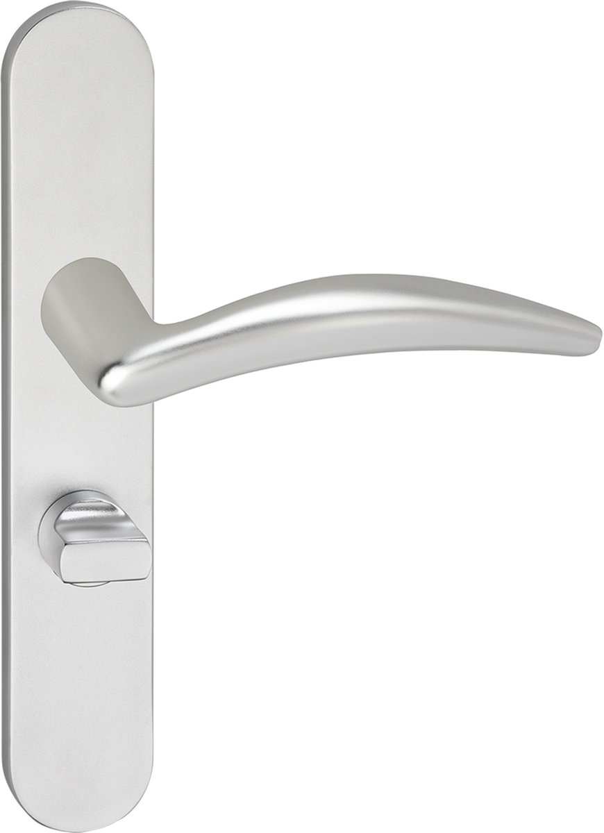 Deurkruk - Impresso Windsor - Voor binnen - Ovaal deurschild met toiletsluiting - Aluminium - 2 stuks