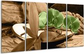 Peinture sur verre d'orchidée | Vert, marron | 160x80cm 4 Liège | Tirage photo sur verre |  F004579