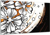 Glasschilderij Art - Wit, Oranje, Zwart - 120x70cm 1Luik - Foto Op Glas - Geen Acrylglas Schilderij - GroepArt 6000+ Glasschilderijen Art Collectie - Wanddecoratie - Woonkamer - Slaapkamer